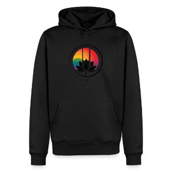 Logo arc-en-ciel zen : amusant et créatif - Sweat à capuche Premium bio Homme - noir - Devant - Nico (187cm)