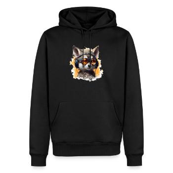 Wolf Design with Headphones & Sunglasses - Men’s Premium Organic Hoodie - black - Front - Nico (187cm)
