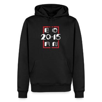 Jahrgang 2015 - Jubiläum 2015 - Männer Premium Bio Hoodie - Schwarz - Vorne - Nico (187cm)