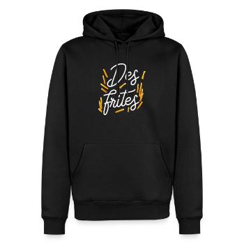 Des frites - Sweat à capuche Premium bio Homme - noir - Devant - Nico (187cm)