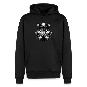 Urbaner Wolf - Männer Premium Bio Hoodie - Schwarz - Vorne - Nico (187cm)