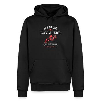 Je suis une Cavalière qui Déchire - Sweat à capuche Premium bio Homme - noir - Devant - Nico (187cm)