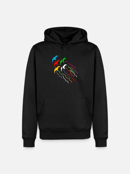 magical flying birds with trail - Men’s Premium Organic Hoodie - black