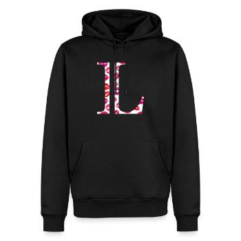 Lettre l bisous - Sweat à capuche Premium bio Homme - noir - Devant - Nico (187cm)