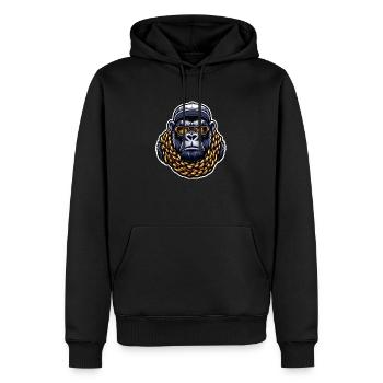 Gorilla mit Goldkette - Männer Premium Bio Hoodie - Schwarz - Vorne - Nico (187cm)