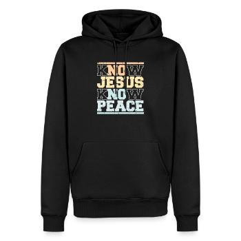 Jesus kennen Frieden kennen Kein Hass Christliche Bibel Liebe - Männer Premium Bio Hoodie - Schwarz - Vorne - Nico (187cm)