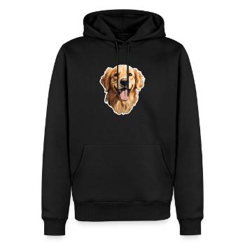 Tête de Golden Retriever - Sweat à capuche Premium bio Homme - noir - Devant - Nico (187cm)