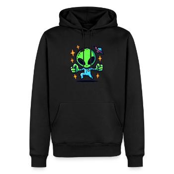 Rencontre extraterrestre - Sweat à capuche Premium bio Homme - noir - Devant - Nico (187cm)