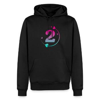 2. Geburtstag Bunter Herzkreis - Männer Premium Bio Hoodie - Schwarz - Vorne - Nico (187cm)