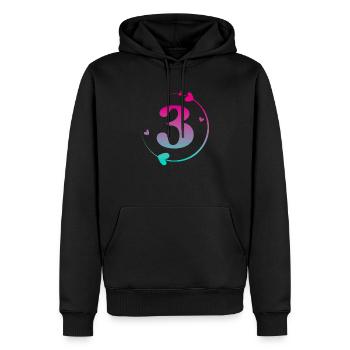 3. Geburtstag Bunter Herzkreis - Männer Premium Bio Hoodie - Schwarz - Vorne - Nico (187cm)
