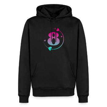 8. Geburtstag Bunter Herzkreis - Männer Premium Bio Hoodie - Schwarz - Vorne - Nico (187cm)