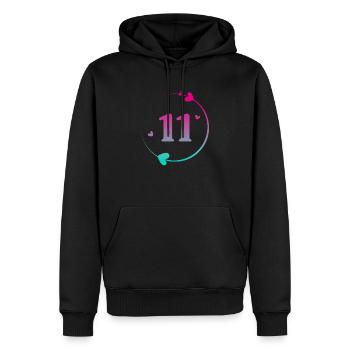 11. Geburtstag Bunter Herzkreis - Männer Premium Bio Hoodie - Schwarz - Vorne - Nico (187cm)