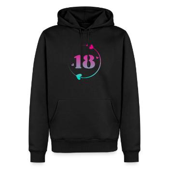 18. Geburtstag Bunter Herzkreis - Männer Premium Bio Hoodie - Schwarz - Vorne - Nico (187cm)