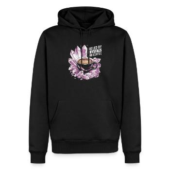 Kraft durch Kristalle und Koffein - Männer Premium Bio Hoodie - Schwarz - Vorne - Nico (187cm)