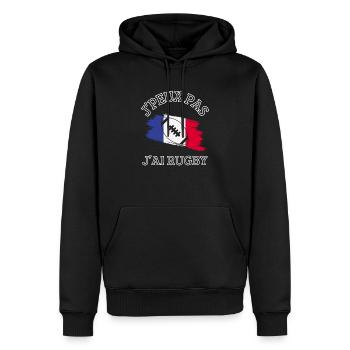 Ich kann nicht, ich habe Rugby - Männer Premium Bio Hoodie - Schwarz - Vorne - Nico (187cm)