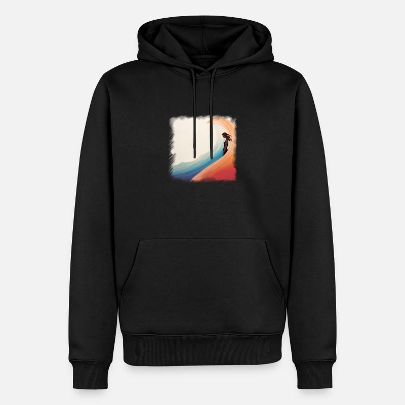 Les filles surfent – style rétro ! - Sweat à capuche Premium bio Homme - noir