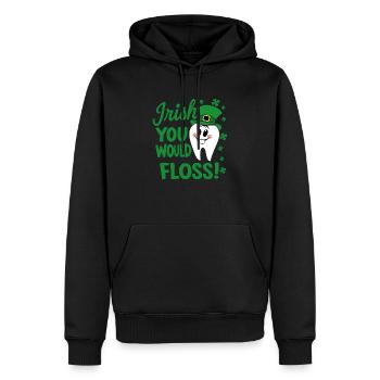 Dental Hygiene Cute Teeth Irish You Would Floss - Sweat à capuche Premium bio Homme - noir - Devant - Nico (187cm)