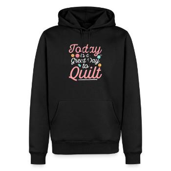 Aujourd’hui est un grand jour pour faire de la courtepointe Couture Courtepointe - Sweat à capuche Premium bio Homme - noir - Devant - Nico (187cm)