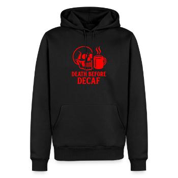 Tod Vor Entkoffeiniertem Schädel, Kaffee, Koffein, Lustig - Männer Premium Bio Hoodie - Schwarz - Vorne - Nico (187cm)