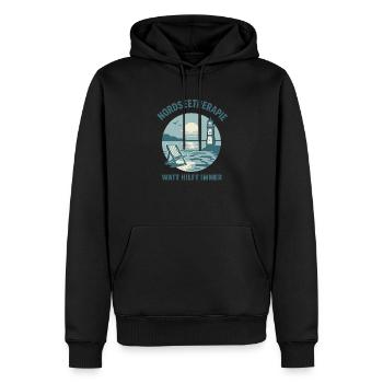 Nordseetherapie - Watt hilft immer - Männer Premium Bio Hoodie - Schwarz - Vorne - Nico (187cm)