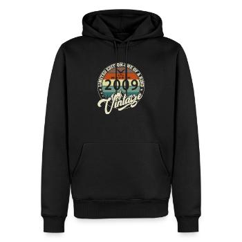 Vintage 2009 meilleur de 2009 - annif 16 ans - Sweat à capuche Premium bio Homme - noir - Devant - Nico (187cm)