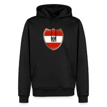 Austria (Österreich_Wappen) 02 - Männer Premium Bio Hoodie - Schwarz - Vorne - Nico (187cm)