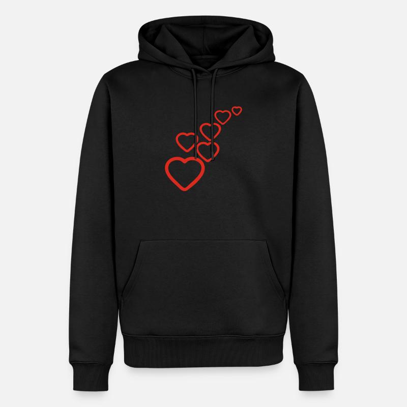 Valentin Herzen - Männer Premium Bio Hoodie - Schwarz