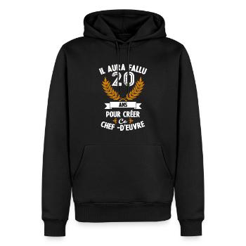 20 ans anniversaire 20 anniversaire cadeau 20 ans - Sweat à capuche Premium bio Homme - noir - Devant - Nico (187cm)