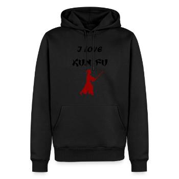 I LOVE KUNG FU - Men’s Premium Organic Hoodie - black - Front - Nico (187cm)