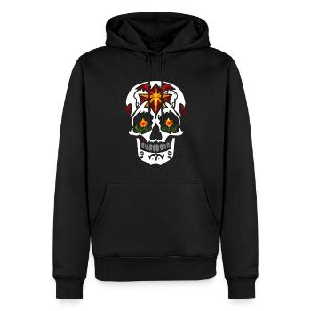Crâne - Sweat à capuche Premium bio Homme - noir - Devant - Nico (187cm)