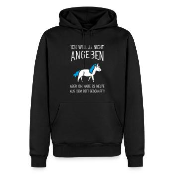 Ich Will Ja Nicht Angeben - Einhorn Morgenmuffel - Männer Premium Bio Hoodie - Schwarz - Vorne - Nico (187cm)