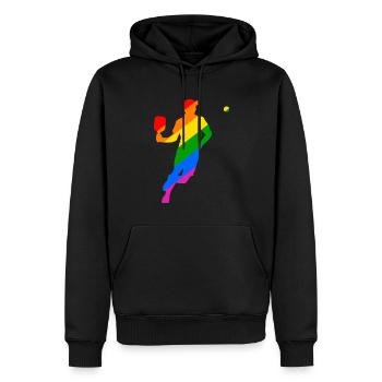 LGBTQ Pickleball - Sweat à capuche Premium bio Homme - noir - Devant - Nico (187cm)
