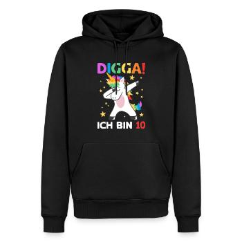 Digga Ich Bin 10 Jahre 10. Geburtstag Einhorn - Männer Premium Bio Hoodie - Schwarz - Vorne - Nico (187cm)