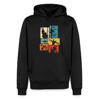Batteur Batterie rétro Batteur Musicien - Sweat à capuche Premium bio Homme - noir - Devant - Nico (187cm)