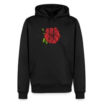 Fleur de rose - Sweat à capuche Premium bio Homme - noir - Devant - Nico (187cm)