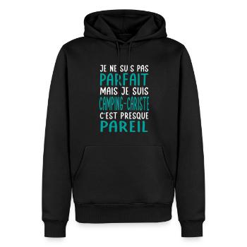 Pas parfait mais je suis camping-cariste - Sweat à capuche Premium bio Homme - noir - Devant - Nico (187cm)
