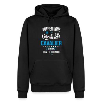 Authentique et véritable cavalier - Original - Sweat à capuche Premium bio Homme - noir - Devant - Nico (187cm)