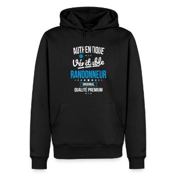 Authentique et véritable randonneur - Original - Sweat à capuche Premium bio Homme - noir - Devant - Nico (187cm)