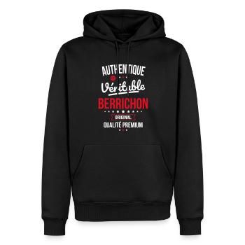 Authentique et véritable Berrichon - Original - Sweat à capuche Premium bio Homme - noir - Devant - Nico (187cm)
