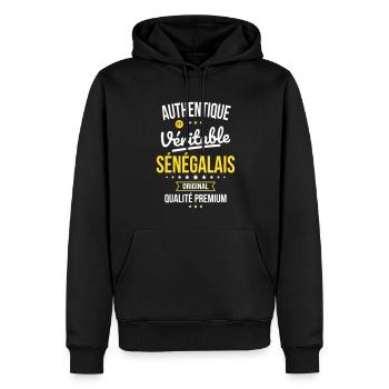 Authentique et véritable Sénégalais - Original - Sweat à capuche Premium bio Homme - noir - Devant - Nico (187cm)