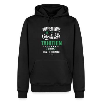 Authentique et véritable Tahitien - Original - Sweat à capuche Premium bio Homme - noir - Devant - Nico (187cm)