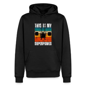 This is my superpower Bodybuilding Bodybuilder - Männer Premium Bio Hoodie - Schwarz - Vorne - Nico (187cm)