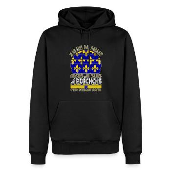 Je ne suis pas parfait mais je suis Ardéchois - Sweat à capuche Premium bio Homme - noir - Devant - Nico (187cm)
