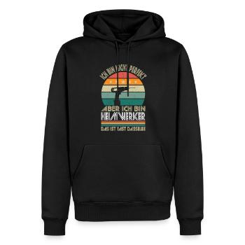 Ich bin nicht perfekt aber ich bin Heimwerker - Männer Premium Bio Hoodie - Schwarz - Vorne - Nico (187cm)