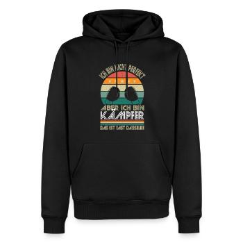 Ich bin nicht perfekt aber ich bin Kämpfer - Männer Premium Bio Hoodie - Schwarz - Vorne - Nico (187cm)