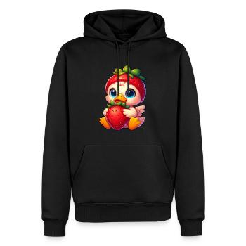 canards mignons fraise dessin animé fruit - Sweat à capuche Premium bio Homme - noir - Devant - Nico (187cm)