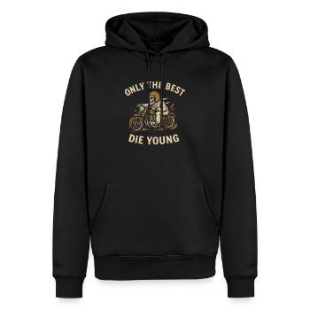 Only the Best Die Young – Biker Statement - Männer Premium Bio Hoodie - Schwarz - Vorne - Nico (187cm)