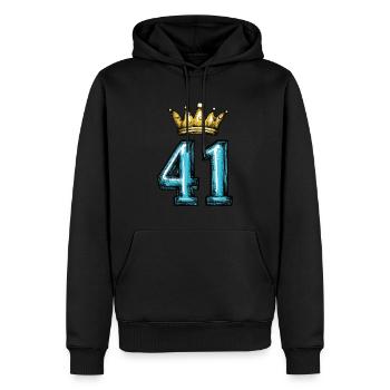 41 Zahl Krone - Männer Premium Bio Hoodie - Schwarz - Vorne - Nico (187cm)