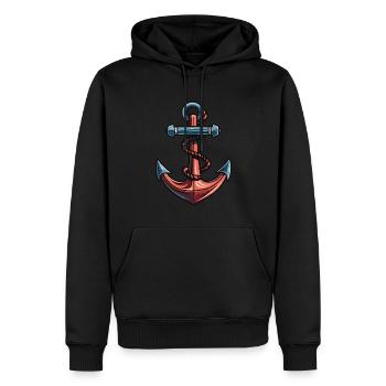 Symbole d’ancre Port - Sweat à capuche Premium bio Homme - noir - Devant - Nico (187cm)