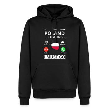 Pologne Drapeau utilisé Look Polska Drapeau polonais - Sweat à capuche Premium bio Homme - noir - Devant - Nico (187cm)